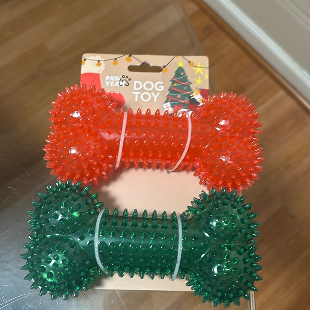 Happy Holidays/Christmas - Set Of  - Squeaky Bone /Dog Toy